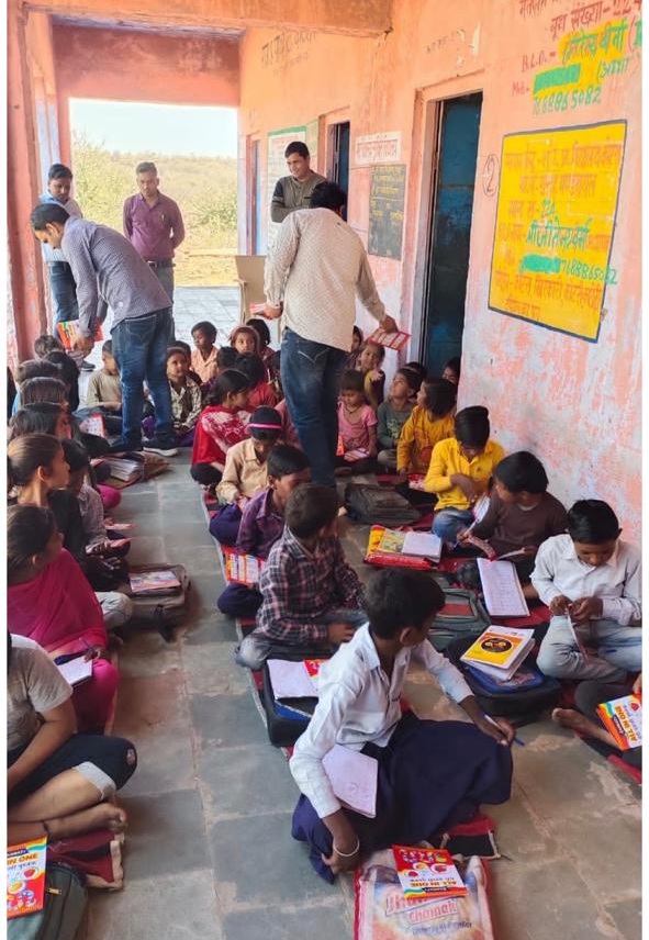 Children with Sevartham branded school bags